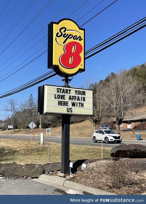 The nearby Super 8 Motel is really putting it out there