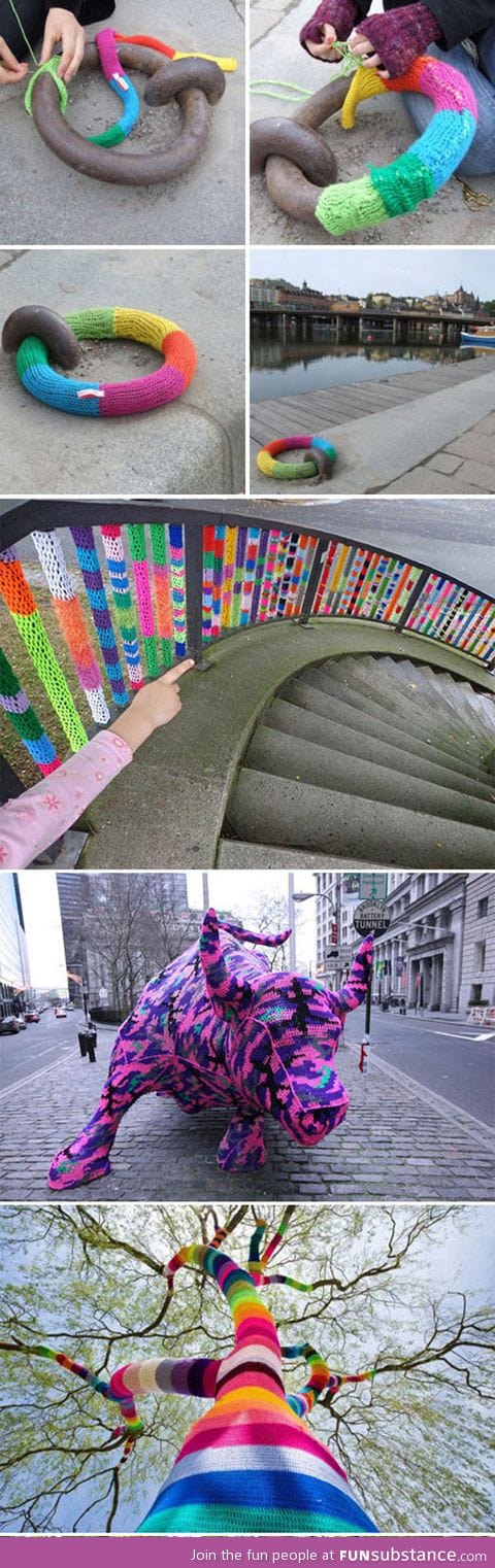 Massive yarn bombing in the city